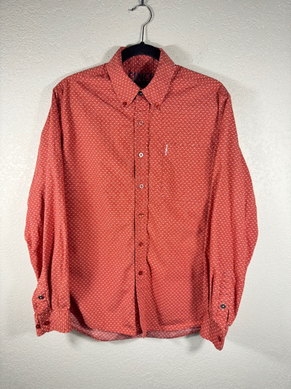 Cinch Modern Fit Button Up S Rust Geometric